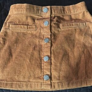 btween Burnt Orange Corduroy Button-Front Mini Skirt